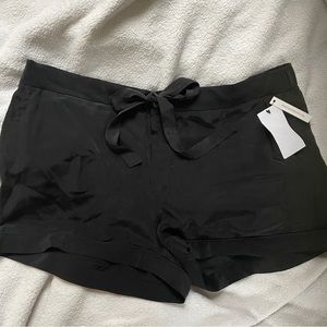 black silk shorts